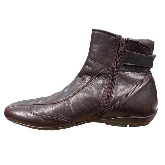 Bacco Bucci Llorente Brown Leather Side Strap Ankle Boots Size 43 US 10